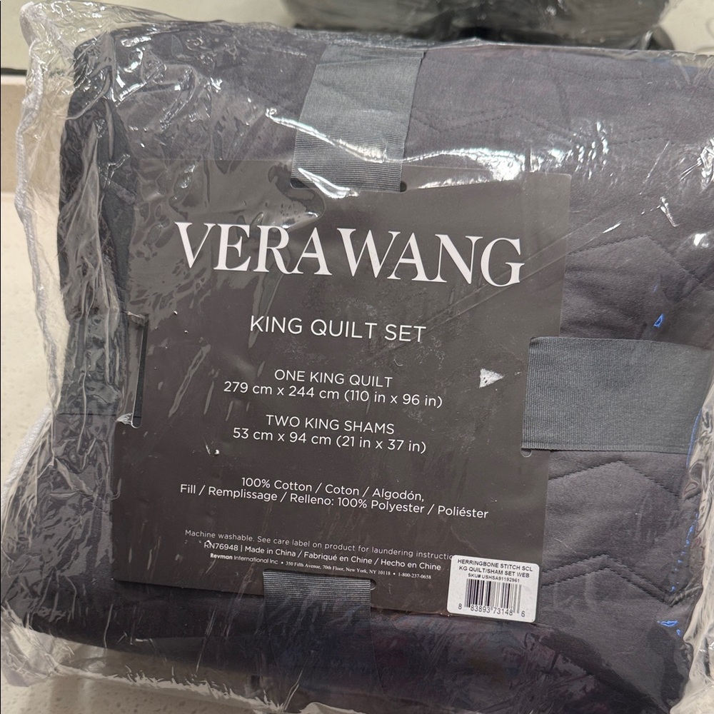 Vera Wang Slate Gray King Quilt Set - Picture 1 of 4